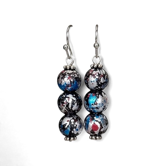 5 For $25💫Splattered Metallic Paintball Dangles Earrings - Picture 3 of 5